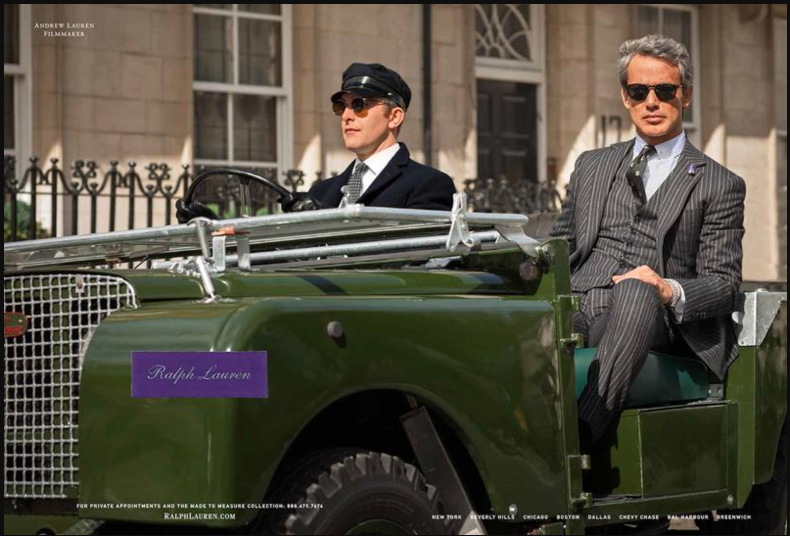 Ralph Lauren ad shows a man being chauffeured in a fancy car